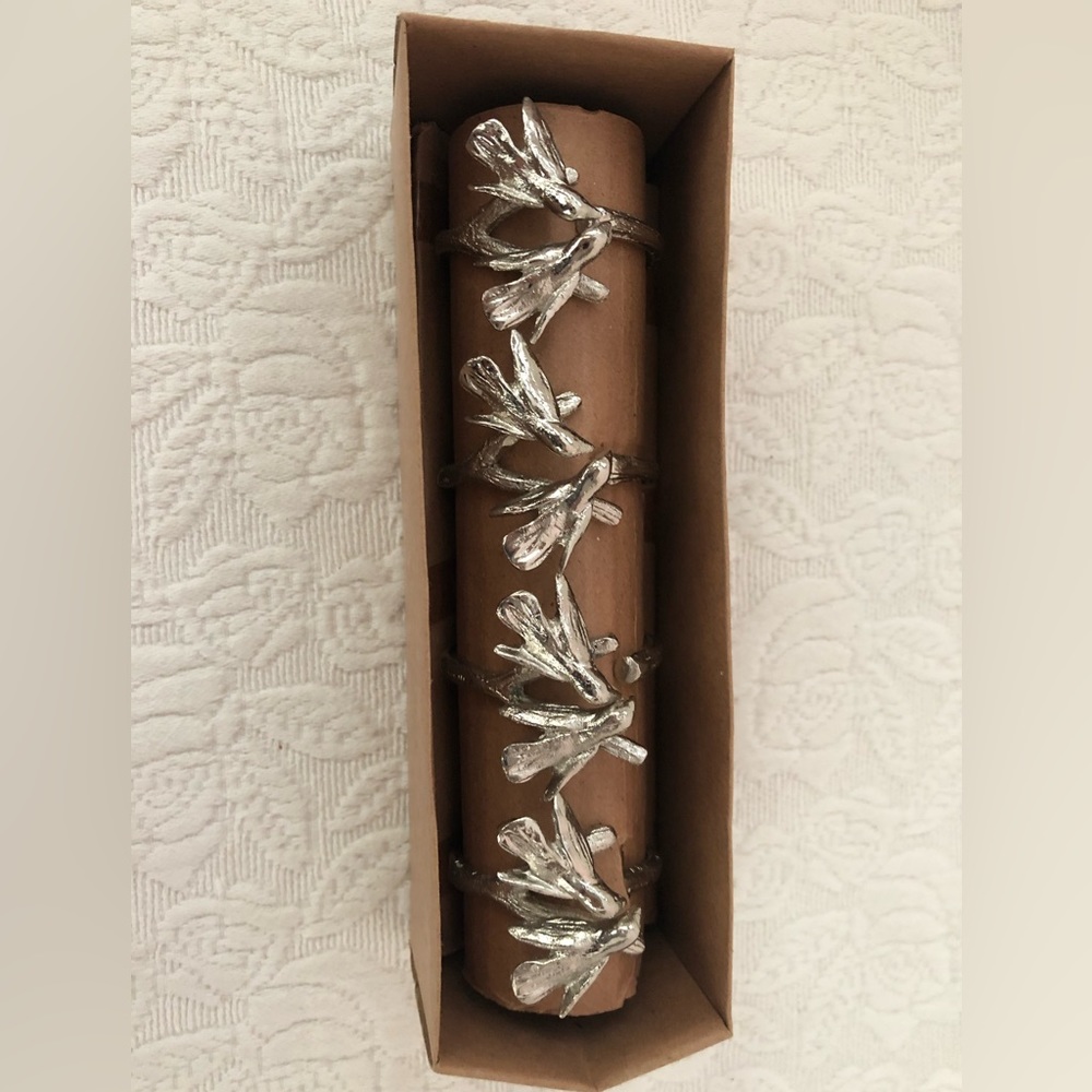 New Michael Aram lovebird napkin rings.  Four in box.  Retail $75.00.   $60.00